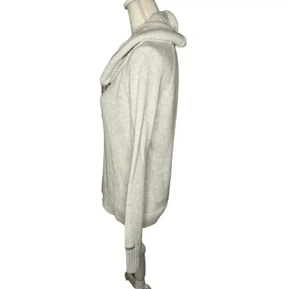 Columbia Women’s Large Marled Cream Gray Drawstring Cowlneck Sweater - Picture 2 of 7